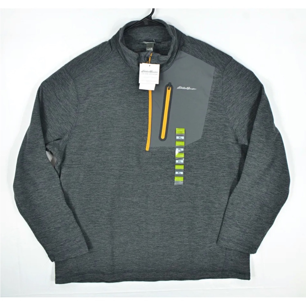 NWT EDDIE BAUER Men's 1/2 Zip Fleece Pullover Sweater Cinder Golden